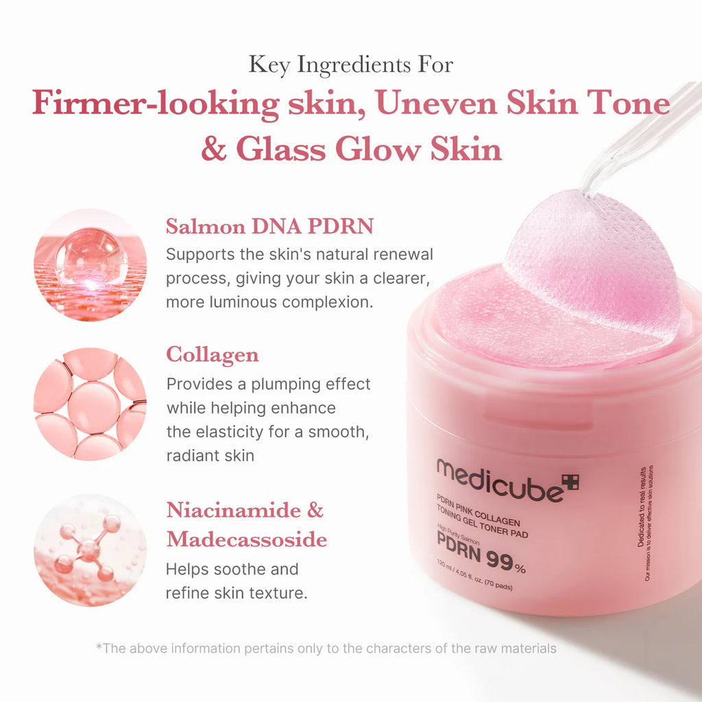 MEDICUBE - PDRN Pink Collagen Toning Gel Toner Pads - 70pads